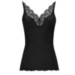 SAINT LAURENT LACED TANK TOP IN RIBBED SILK JERSEY
