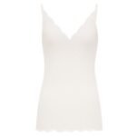 SAINT LAURENT LACED TANK TOP IN RIBBED SILK JERSEY