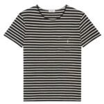 SAINT LAURENT STRIPED CASSANDRE T-SHIRT IN JERSEY