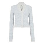 FENDI CARDIGAN LIGHT BLUE FF CASHMERE AND WOOL