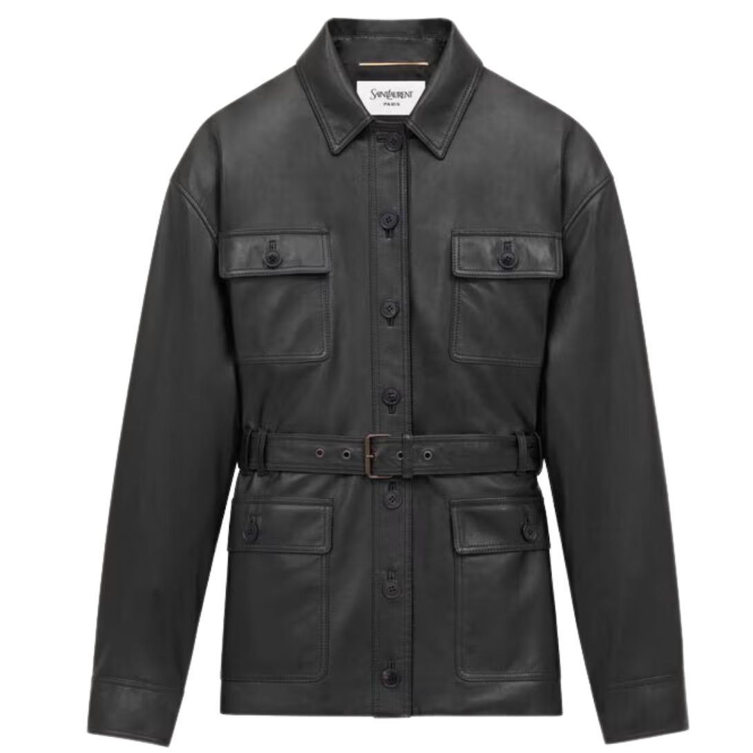 1 SAINT LAURENT SAHARIENNE JACKET IN SHINY LAMBSKIN