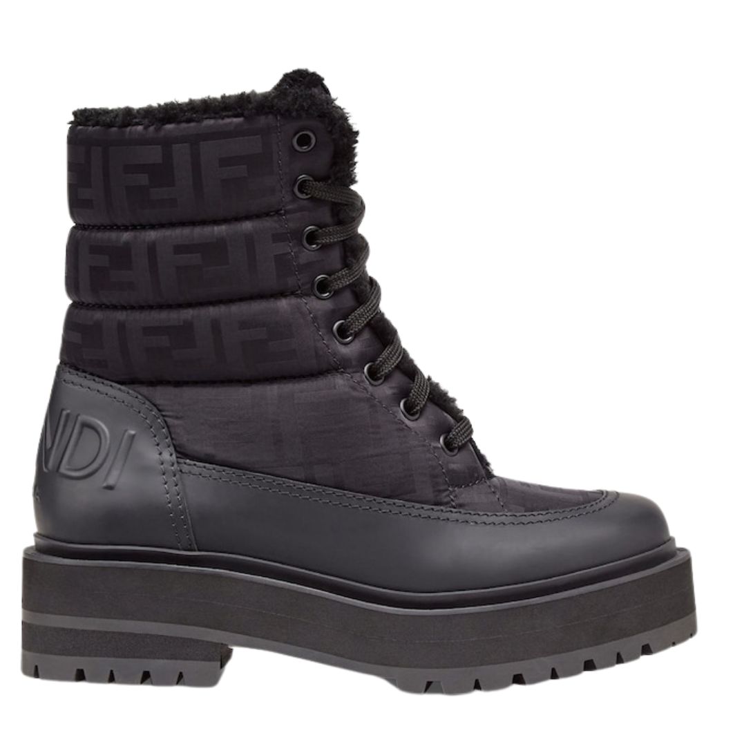 1 FENDI BLACK LEATHER BIKER BOOTS
