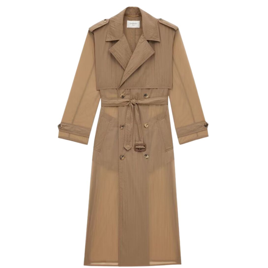1 SAINT LAURENT TRENCH COAT IN CRINKLED POLYAMIDE