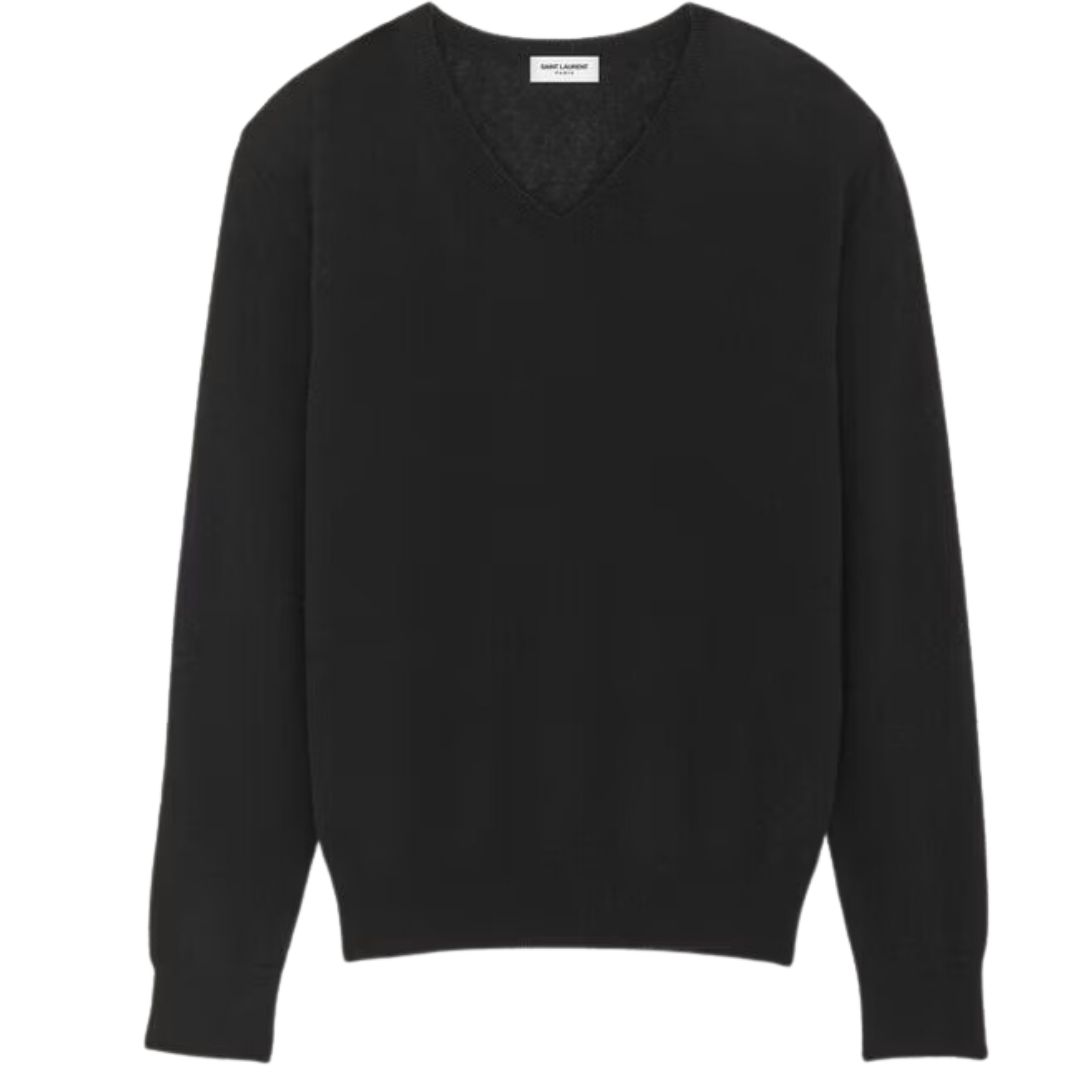 1 SAINT LAURENT V-NECK SWEATER IN CASHMERE AND SILK