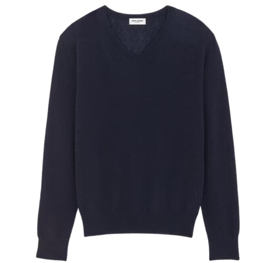 1 SAINT LAURENT V NECK SWEATER IN CASHMERE AND SILK