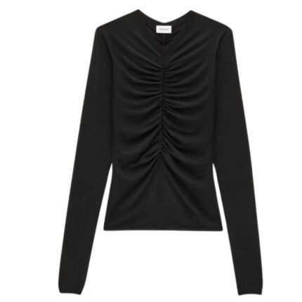 SAINT LAURENT RUCHED SWEATER IN CASHMERE WOOL AND SILK