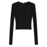 SAINT LAURENT CROPPED TOP IN RIBBED KNIT