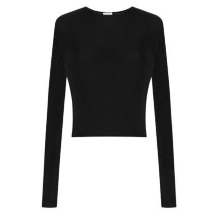 SAINT LAURENT CROPPED TOP IN RIBBED KNIT