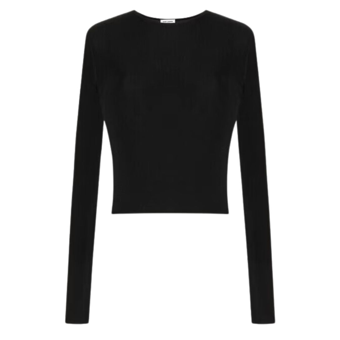 1 SAINT LAURENT CROPPED TOP IN RIBBED KNIT