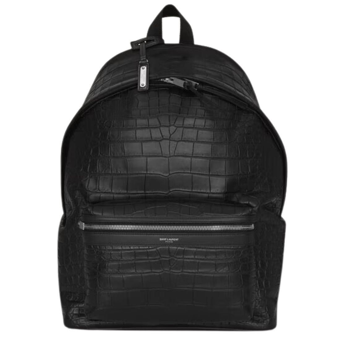 1 SAINT LAURENT CITY BACKPACK IN CROCODILE-EMBOSSED LEATHER