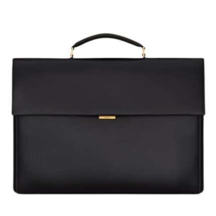 SAINT LAURENT DUFFLE BRIEFCASE IN GRAIN DE POUDRE EMBOSSED LEATHER