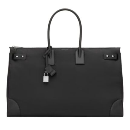 SAINT LAURENT SAC DE JOUR 48H DUFFEL IN NYLON AND LEATHER