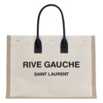 SAINT LAURENT RIVE GAUCHE LARGE TOTE BAG IN PRINTED CANVAS AND LEATHER