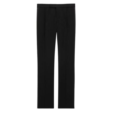 SAINT LAURENT TUXEDO STRAIGHT PANTS IN GRAIN DE POUDRE