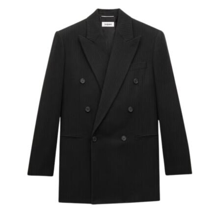 SAINT LAURENT JACKET IN STRIPED WOOL AND CASHMERE FLANNEL