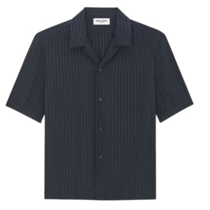 SAINT LAURENT SHIRT IN MATTE AND SHINY STRIPED SILK