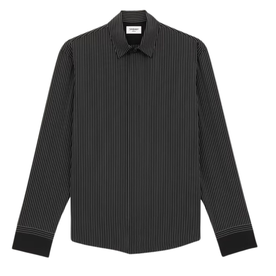 1 SAINT LAURENT CASSANDRE SHIRT IN STRIPED SILK