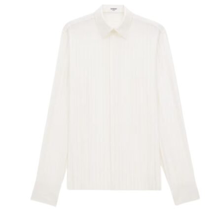 SAINT LAURENT SHIRT IN STRIPED SATIN PIQUÉ