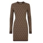 FENDI BROWN FF COTTON SHORT DRESS