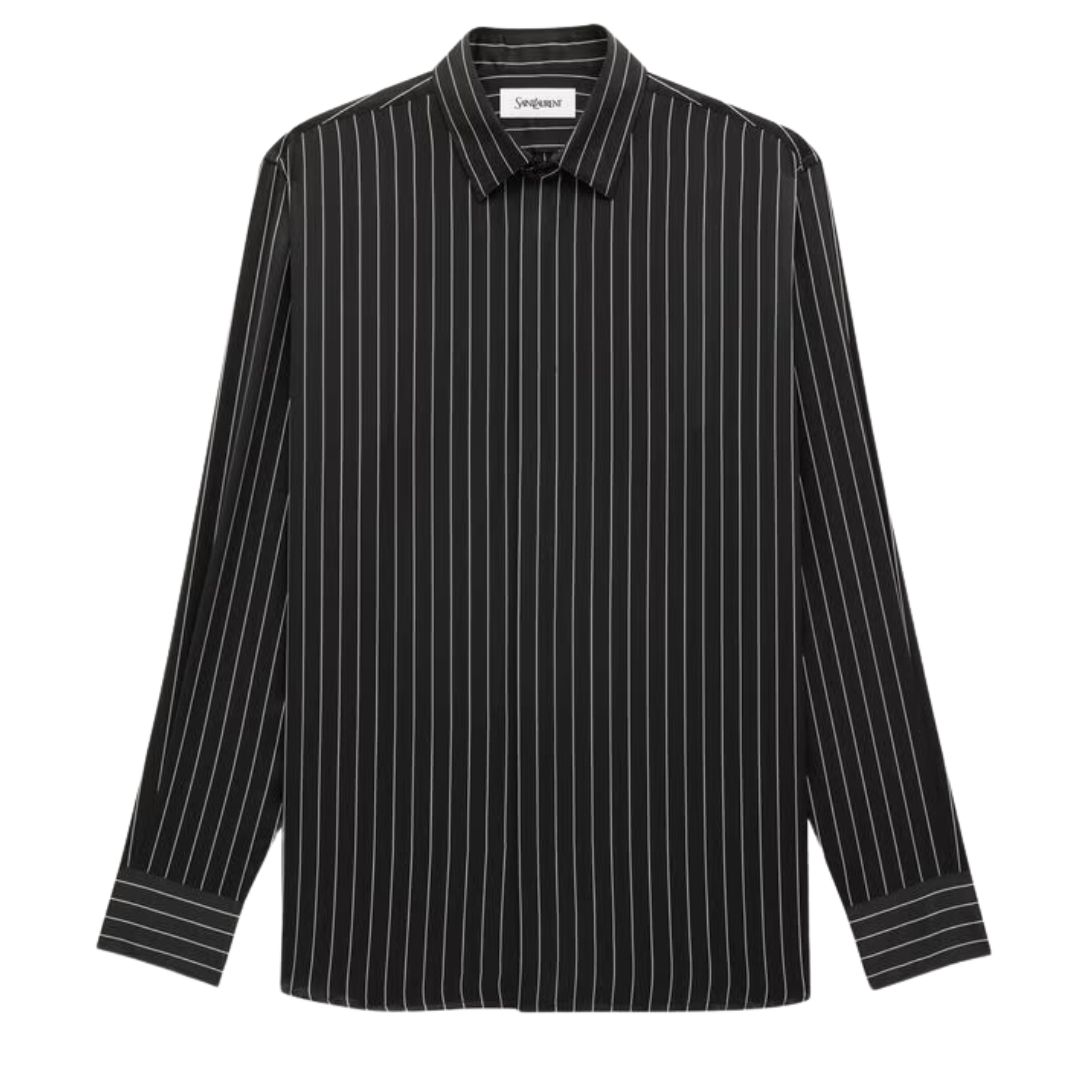 1 SAINT LAURENT SHIRT IN STRIPED SILK SATIN