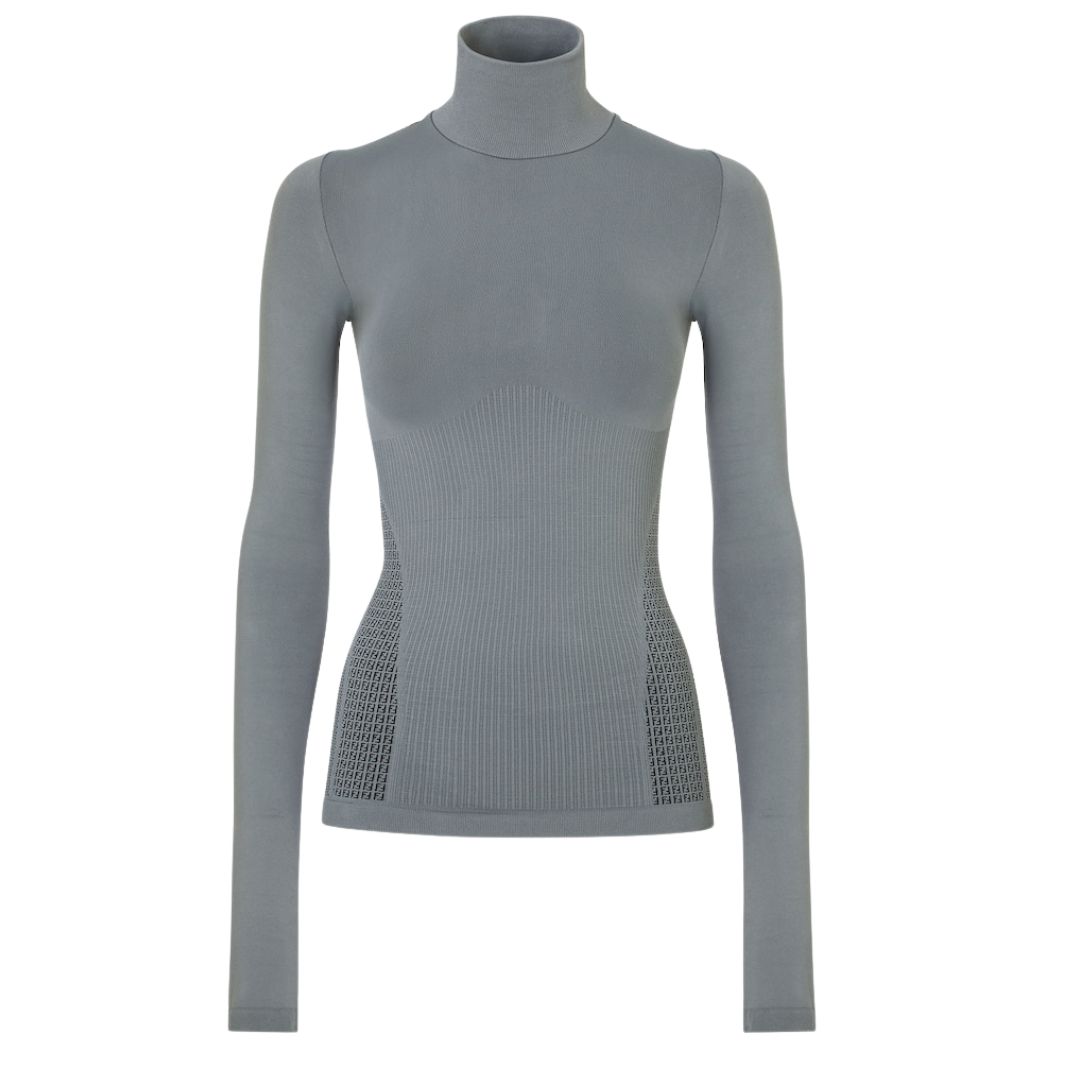 1 FENDI SKI SWEATER BLUE TECHNICAL FABRIC SWEATER