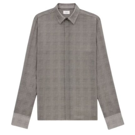 SAINT LAURENT SHIRT IN PRINCE OF WALES SILK CHARMEUSE