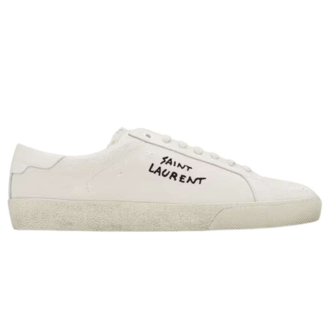 1 SAINT LAURENT COURT CLASSIC SL/06 EMBROIDERED SNEAKERS IN CANVAS AND LEATHER