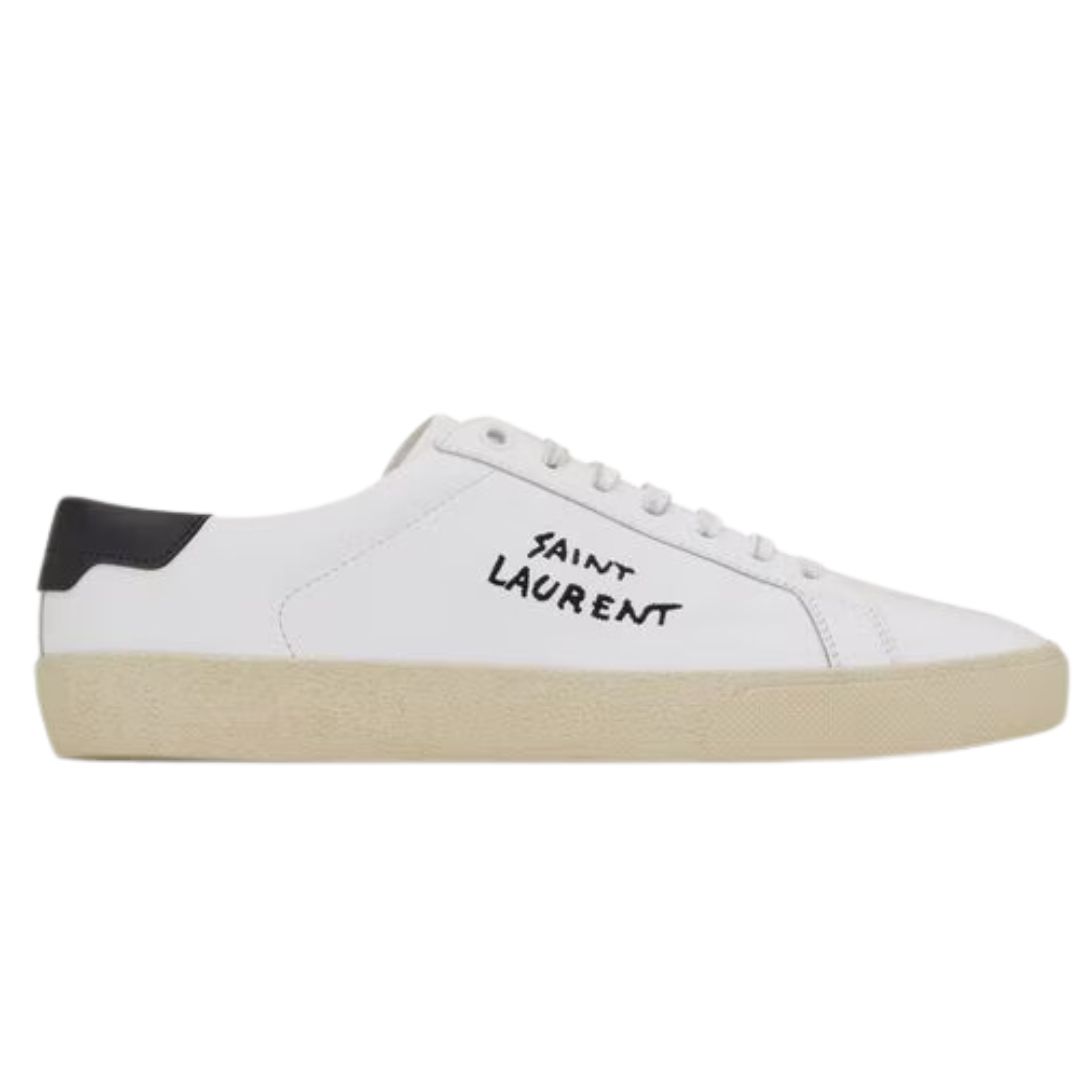 1 SAINT LAURENT COURT CLASSIC SL/06 EMBROIDERED SNEAKERS IN SMOOTH LEATHER