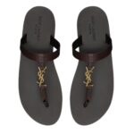 SAINT LAURENT CASSANDRE SLIDES IN SMOOTH LEATHER