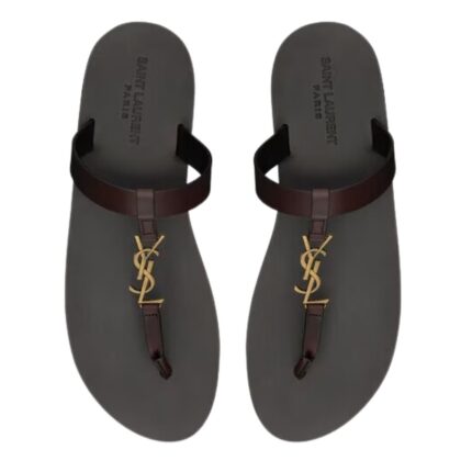 SAINT LAURENT CASSANDRE SLIDES IN SMOOTH LEATHER