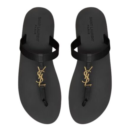 SAINT LAURENT CASSANDRE SLIDES IN SMOOTH LEATHER