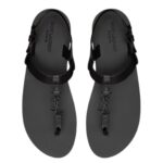 SAINT LAURENT CASSANDRE SANDALS IN GLAZED LEATHER