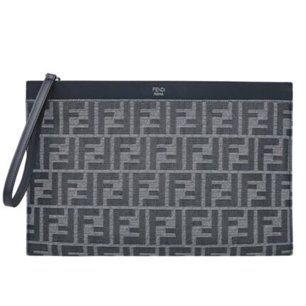 FENDI FF JACQUARD FLAT MEDIUM FABRIC POUCH