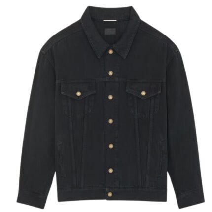 SAINT LAURENT OVERSIZED JACKET IN CARBON BLACK DENIM