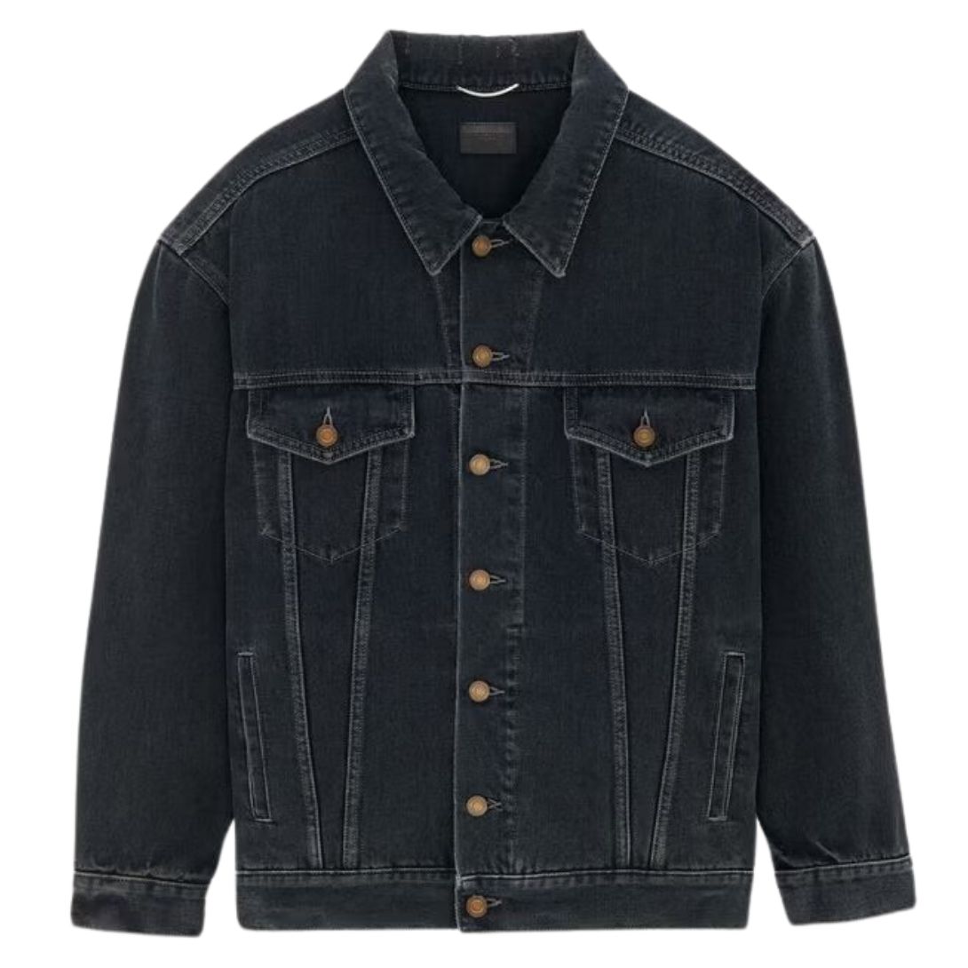 1 SAINT LAURENT OVERSIZED JACKET IN DARK BLUE BLACK DENIM