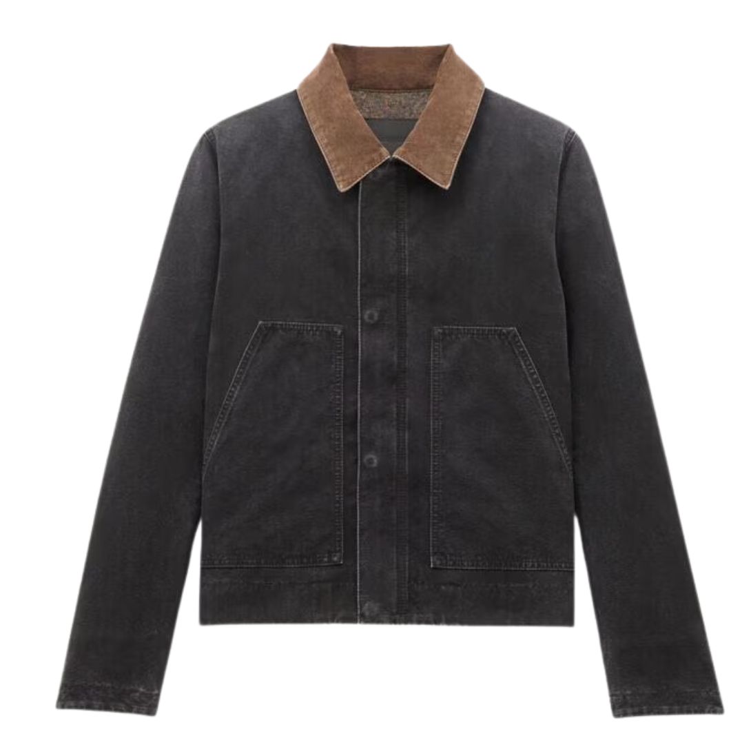 1 SAINT LAURENT WORK JACKET IN COTTON CANVAS AND CORDUROY