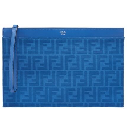 FENDI FF JACQUARD FLAT MEDIUM FABRIC POUCH