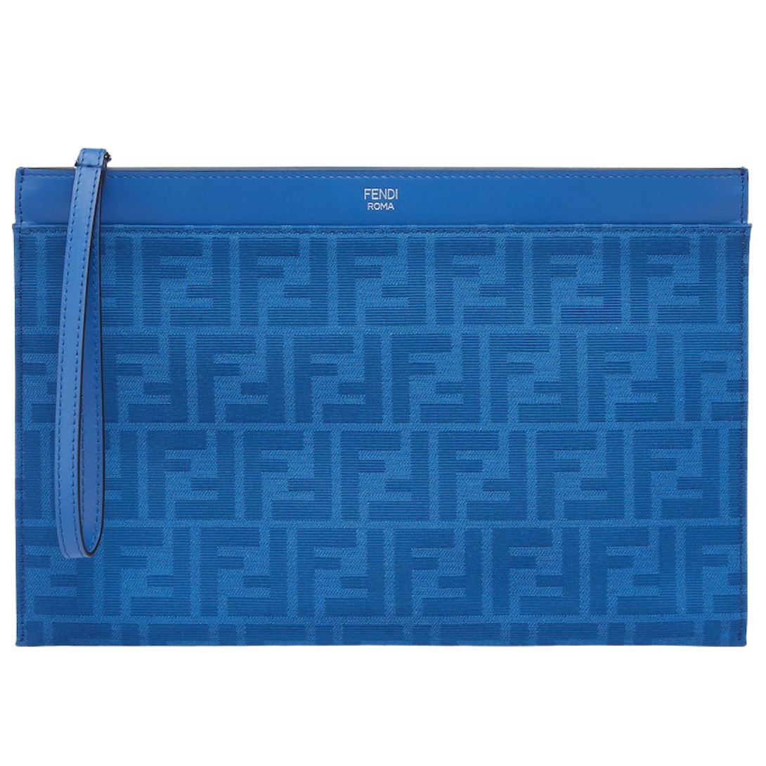 1 FENDI FF JACQUARD FLAT MEDIUM FABRIC POUCH