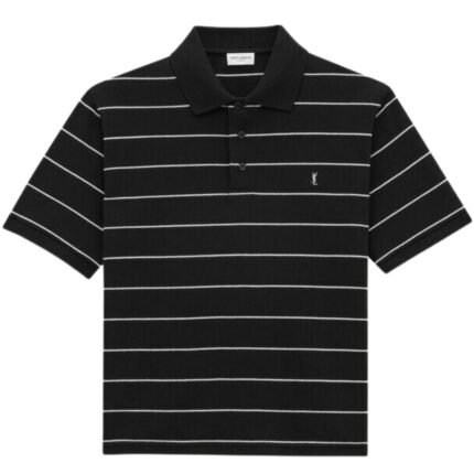 SAINT LAURENT CASSANDRE POLO SHIRT IN STRIPED PIQUÉ
