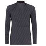 FENDI SWEATER BLUE FF LYCRA TURTLENECK TOP