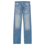 SAINT LAURENT LONG EXTREME BAGGY JEANS IN LAKE MEDIUM BLUE DENIM