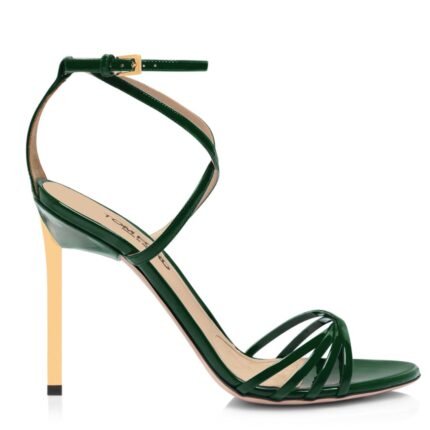 TOM FORD PATENT LEATHER IDA SANDAL EMERALD GREEN