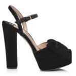 TOM FORD VELVET BRIGITTE PLATFORM SANDAL BLACK