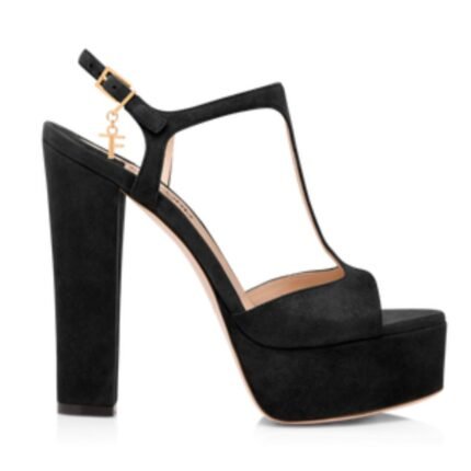 TOM FORD SUEDE LEATHER ANGELINA PLATFORM SANDAL BLACK
