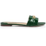TOM FORD PATENT LEATHER WHITNEY SLIDE EMERLAD GREEN