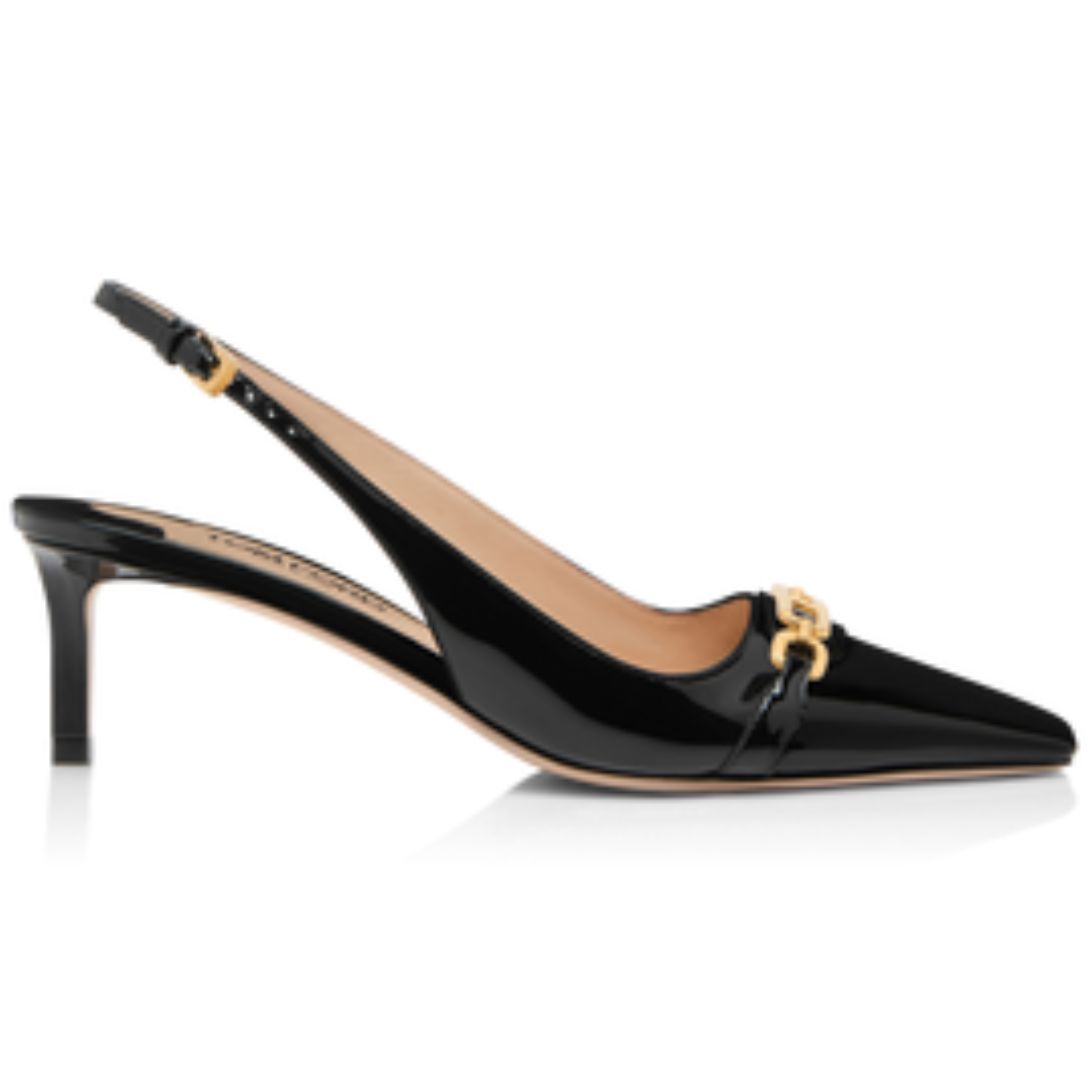 1 TOM FORD PATENT LEATHER WHITNEY SLINGBACK BLACK