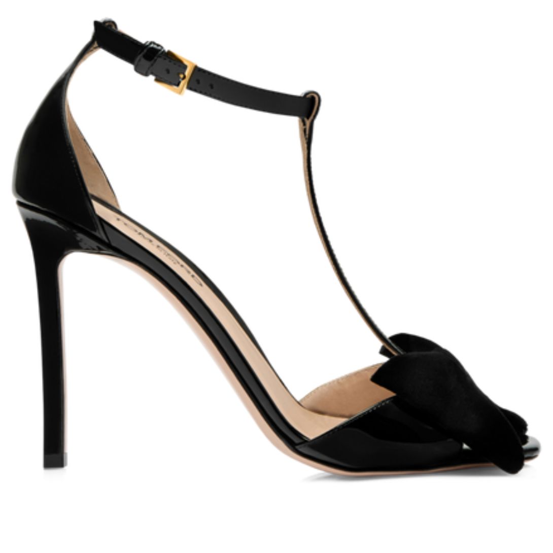1 TOM FORD PATENT LEATHER AND VELVET BRIGITTE SANDAL