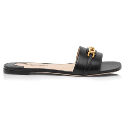 TOM FORD LEATHER WHITNEY SLIDE BLACK