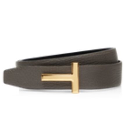 TOM FORD GRAIN LEATHER AND SMOOTH LEATHER REVERSIBLE T BELT 30 MM GRAPHITE AND BLACK