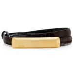 TOM FORD STAMPED CROCODILE LEATHER 15 MM BAR BELT ESPRESSO